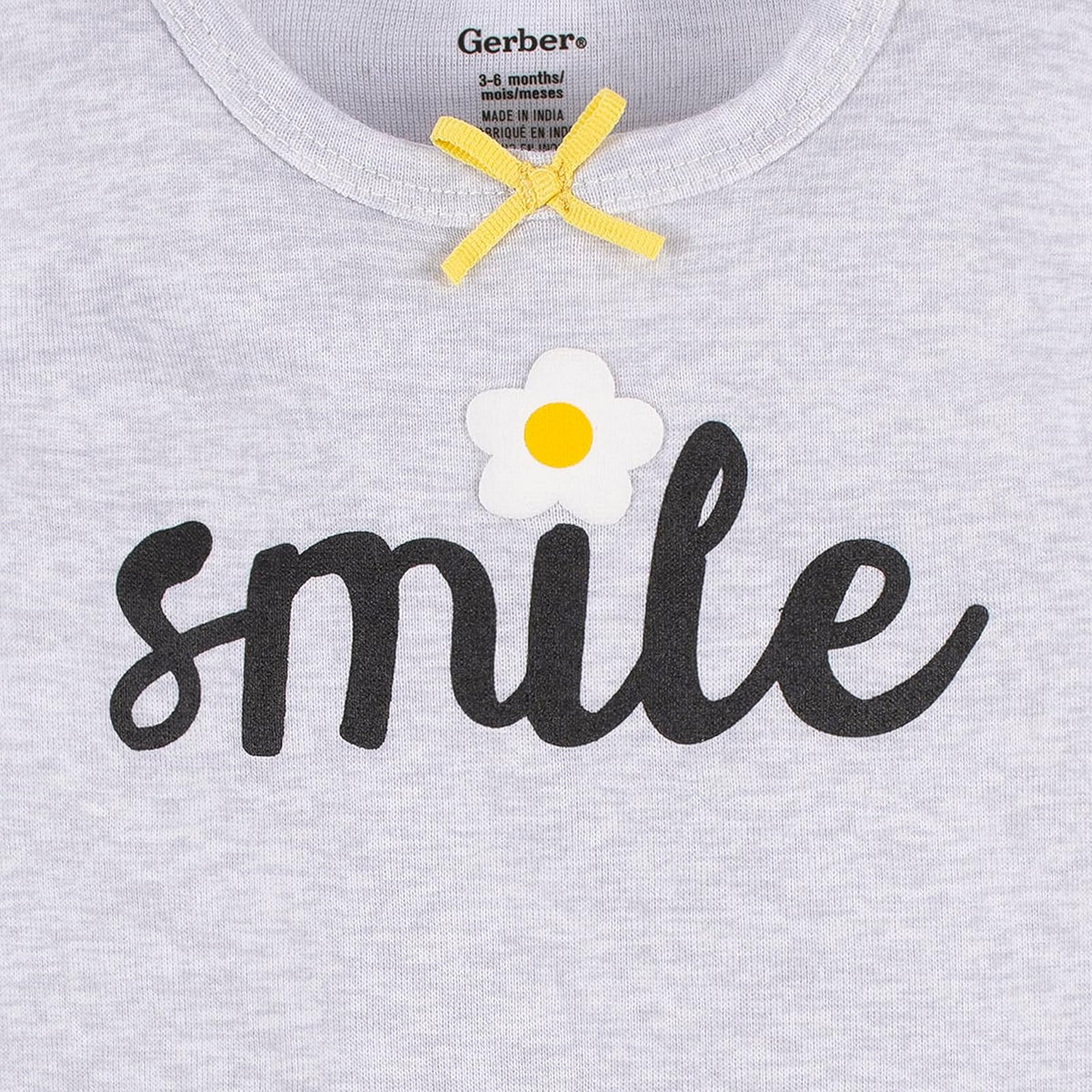Gerber Set 4 Pañaleros sin Manga para Bebé Niña, Color Abeja Amarillo/Gris, Talla 3-6M