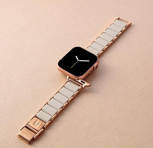 Anne Klein - Pulsera de goma para Apple Watch, segura, ajustable, correa de repuesto para Apple Watch, se adapta a la mayoría de muñecas