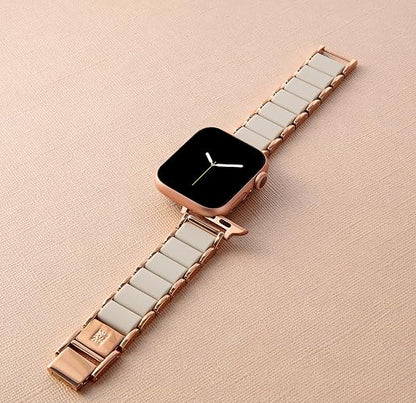 Anne Klein - Pulsera de goma para Apple Watch, segura, ajustable, correa de repuesto para Apple Watch, se adapta a la mayoría de muñecas
