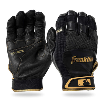 Franklin Sports Guantes de Bateo MLB Shok-Sorb X - CH - Negro - Dorado