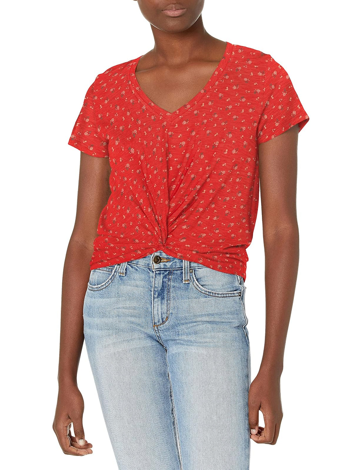 Lucky Brand Short Sleeve V-Neck Twist Front tee Camiseta Mujer