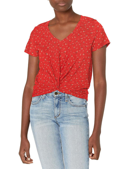 Lucky Brand Short Sleeve V-Neck Twist Front tee Camiseta Mujer