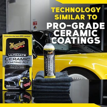 Meguiar's Ultimate Kit de Revestimiento de Cerámica para Automóviles, Protección Duradera, Mayor Brillo
