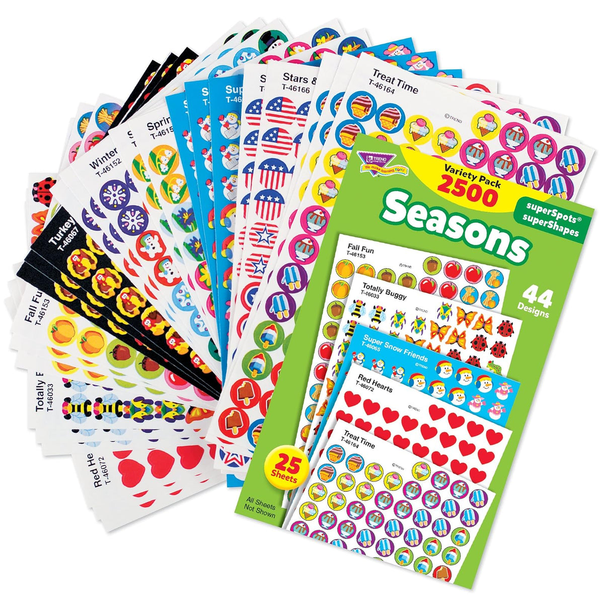 Trend Enterprises Seasons SuperSpots & SuperShapes Pegatinas variedad, paquete de 2500