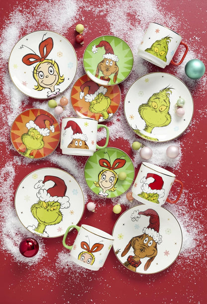Lenox 898094 Merry Grinchmas Platos decorativos, juego de 4 | porcelana, apto para lavaplatos, microondas | también ideal como plato de postre de Navidad para ensalada o pan