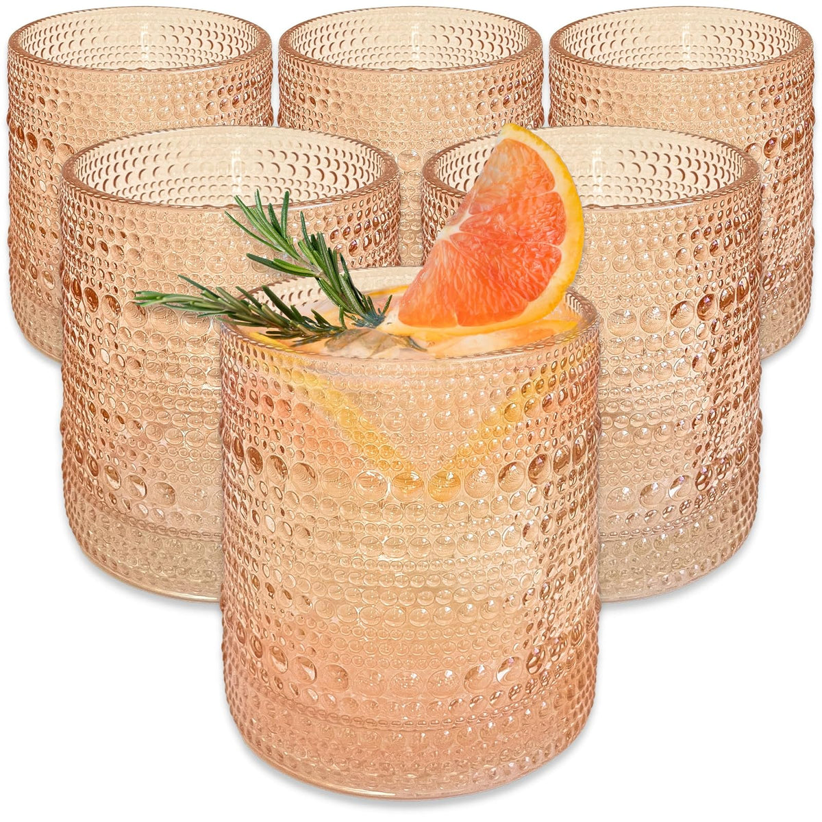 Kate Aspen Juego de Vasos con Abalorio Hobnail, 10 oz - Beaded 10 oz. - Oro Rosa