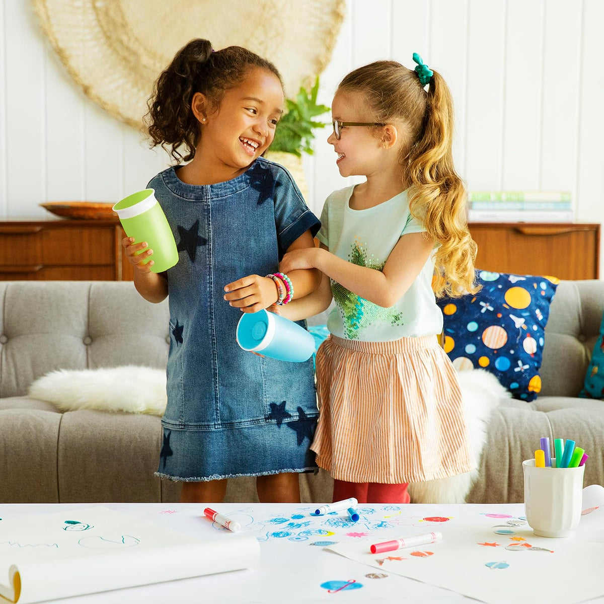 Munchkin Miracle 360 Vaso para niños, verde/azul, 295 ml, 2 unidades