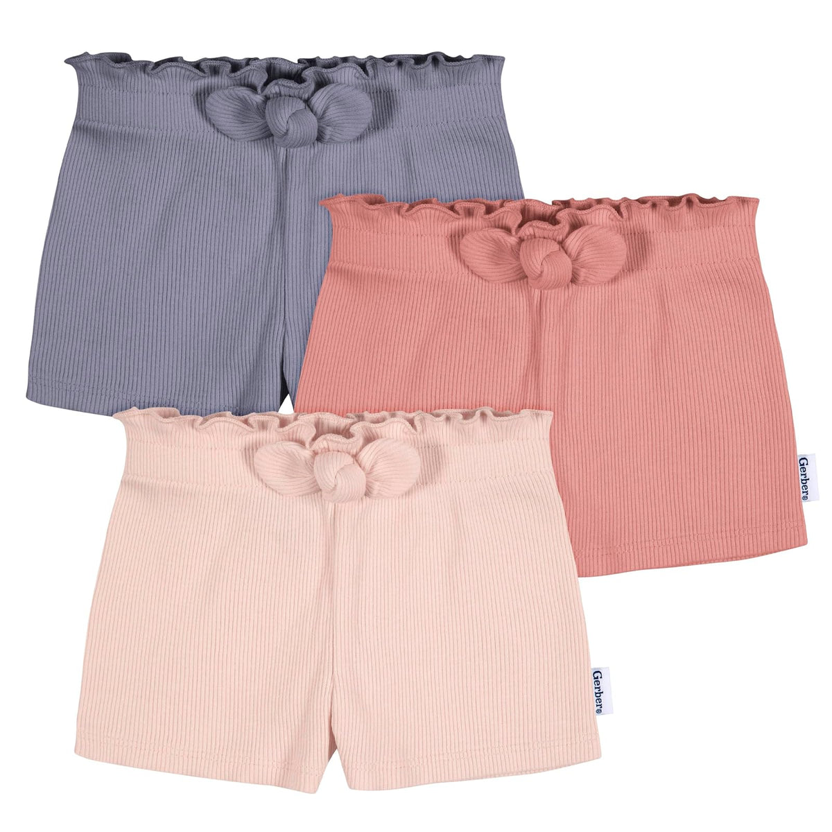 Gerber - Paquete de 3 Pantalones Cortos de Punto sin Cierre para niñas - 12 Meses - Rosado