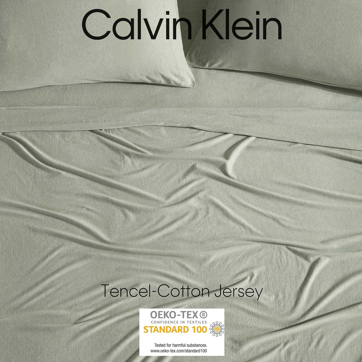 Calvin Klein - Juego de sábanas King con sábana Bajera y Fundas de Almohada | Jersey de algodón, sábana bajera con bolsillo profundo, tamaño King, sábana encimera y fundas de almohada incluidas