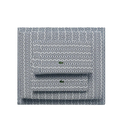 Lacoste Racquets - Sábana de 4 Piezas 100% algodón percal – Fresco, crujiente, Mate y Duradero, Certificado Oeko-Tex, Estampado, Azul Marino, tamaño matrimonial