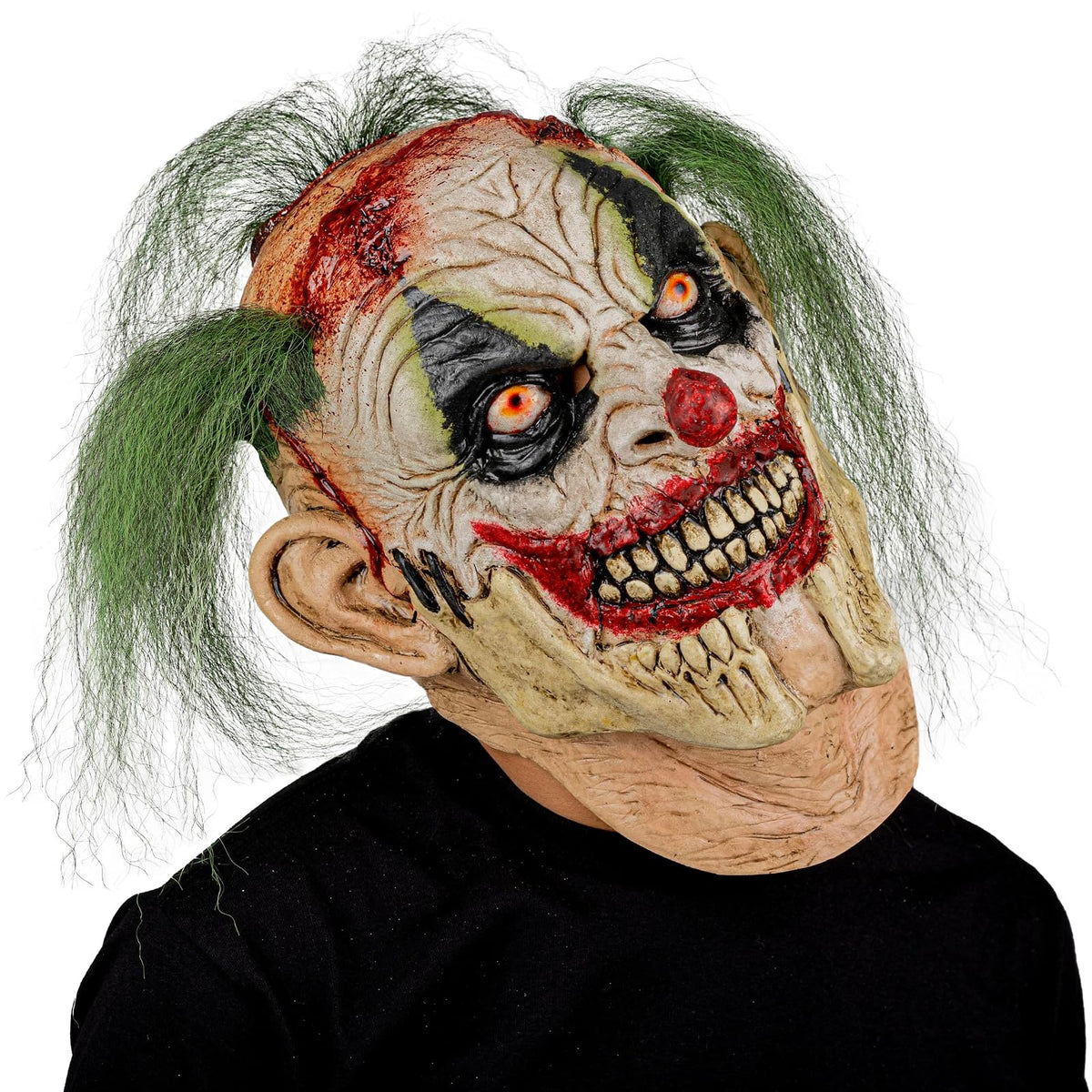 Ghoulish Productions Máscara De Látex Cracked Clown, Accesorio Látex Cosplay Payaso de Miedo, Disfraz Aterrador para Halloween y Fiestas Temáticas, Cosplay Bufón Creepy, Diseño Artesanal