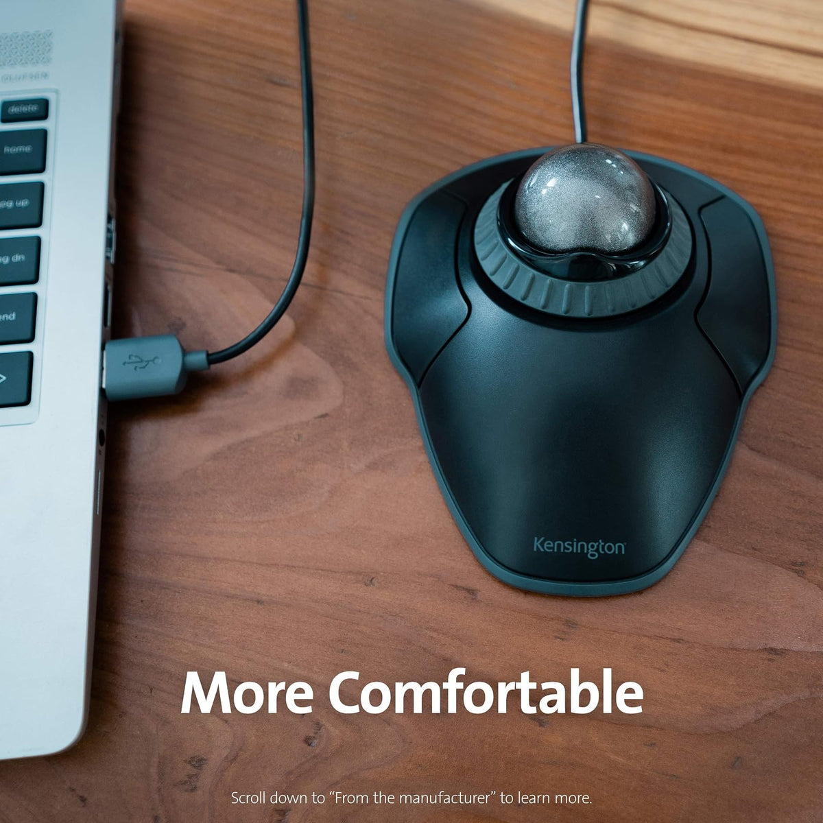 Kensington Orbit Mouse Trackball con Anillo de Desplazamiento (K75327WW), Negro-Gris