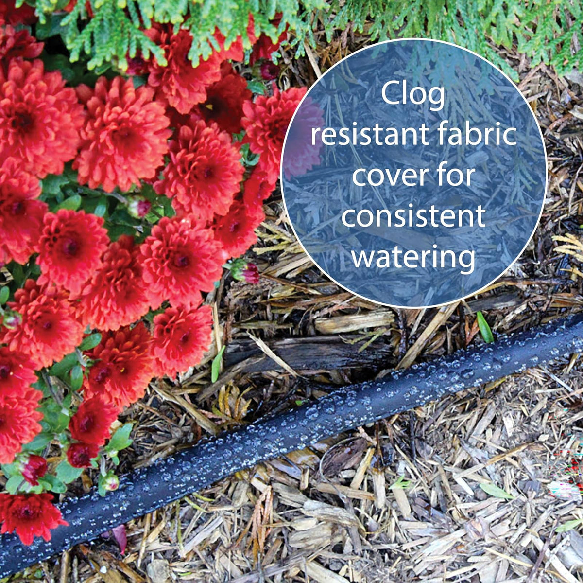 Gilmour Manguera y Montaje, Flat Soaker Hose, 25 Foot | Manguera de riego por goteo para camas de jardín, jardines de verduras y huertos, 80% de ahorro de agua, flexible