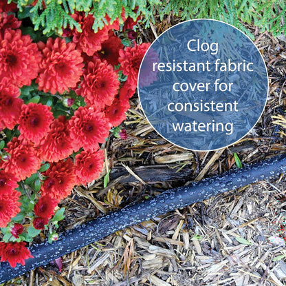 Gilmour Manguera y Montaje, Flat Soaker Hose, 25 Foot | Manguera de riego por goteo para camas de jardín, jardines de verduras y huertos, 80% de ahorro de agua, flexible