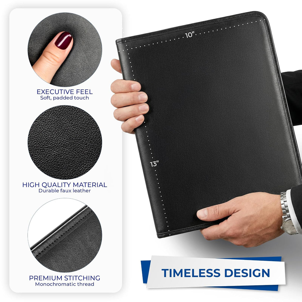 Samsill Padfolio profesional, portafolios de negocios, negro, incluye 8.5 x 11 bloc de escritura