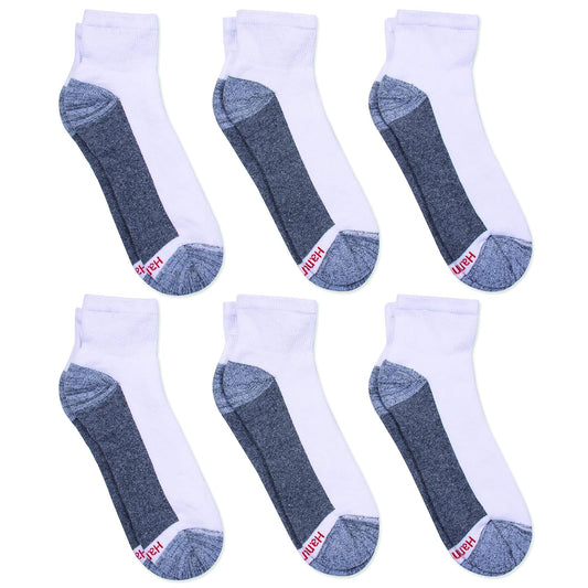 Hanes Men's Comfortblend Max Cushion 6-Pack White Ankle Socks, Blanco