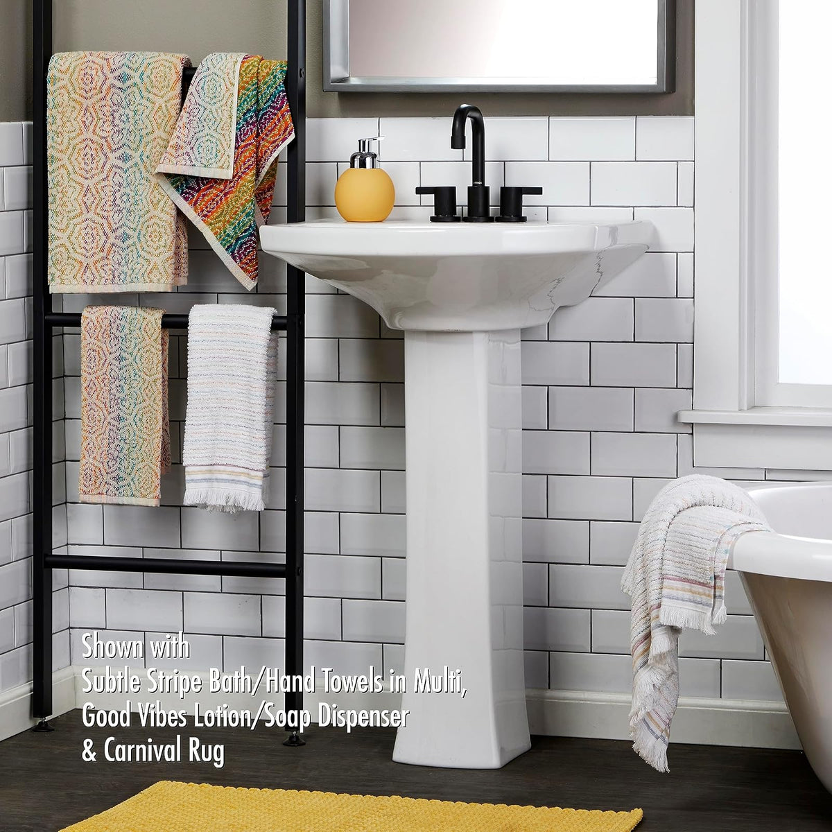 SKL Home - Toalla de baño Rhapsody, 100% algodón, Multicolor | Peso de 550 g/m². Calidad de nivel de spa. tela suave y absorbente. Patrón jacquard reversible para 2 looks en 1.