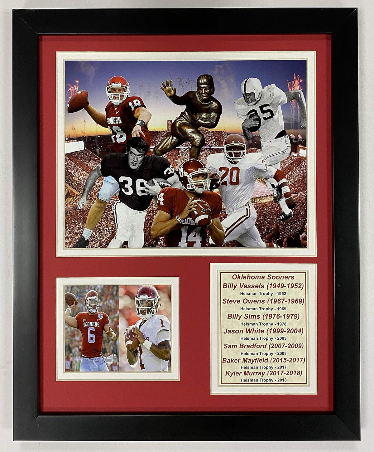 Legends Never Die Oklahoma Sooners Heisman Trophy Winners Collage, 11 "x 14" Marco Foto Collage, 11 x 14 Pulgadas