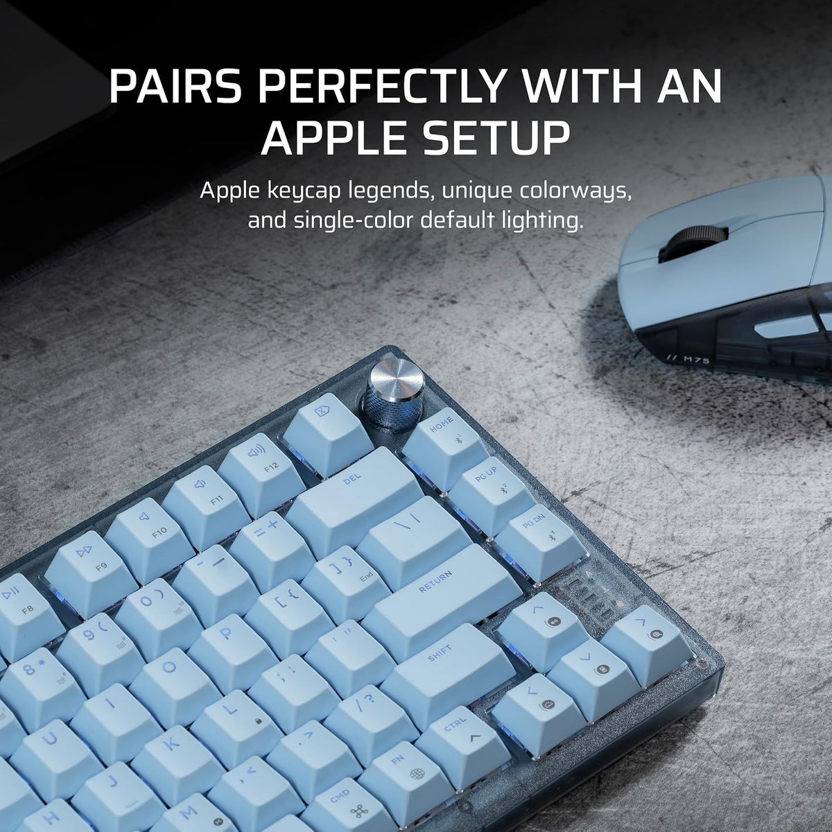 Corsair K65 Plus Teclado mecánico inalámbrico 75% RGB intercambiable en caliente para Mac y iPad – Interruptores lineales MLX Red v2 prelubricados, amortiguamiento de sonido – Diseño QWERTY NA, blanco
