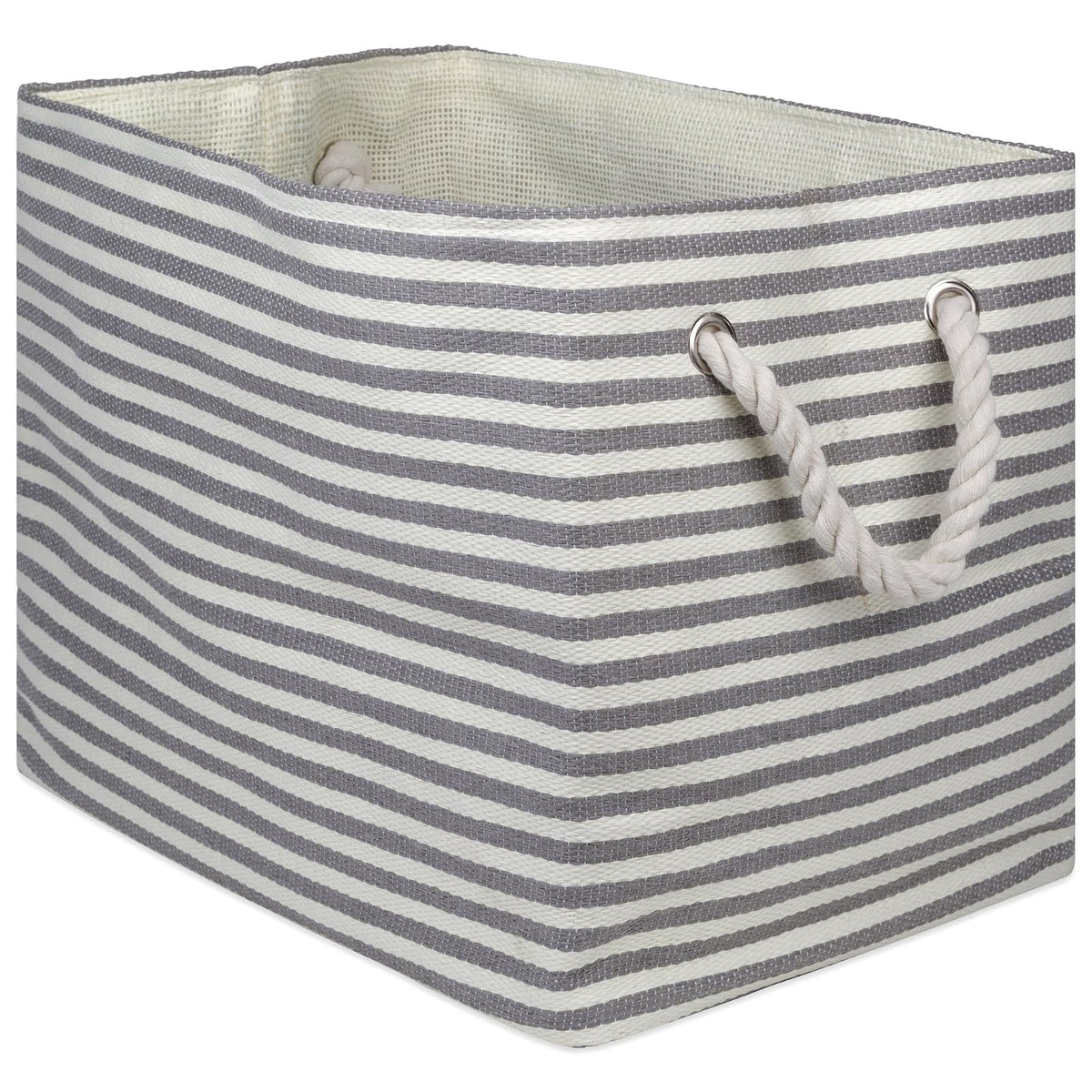 DII, Woven Paper Storage Bin, Collapsible, 17x12x12", Pinstripe Gray