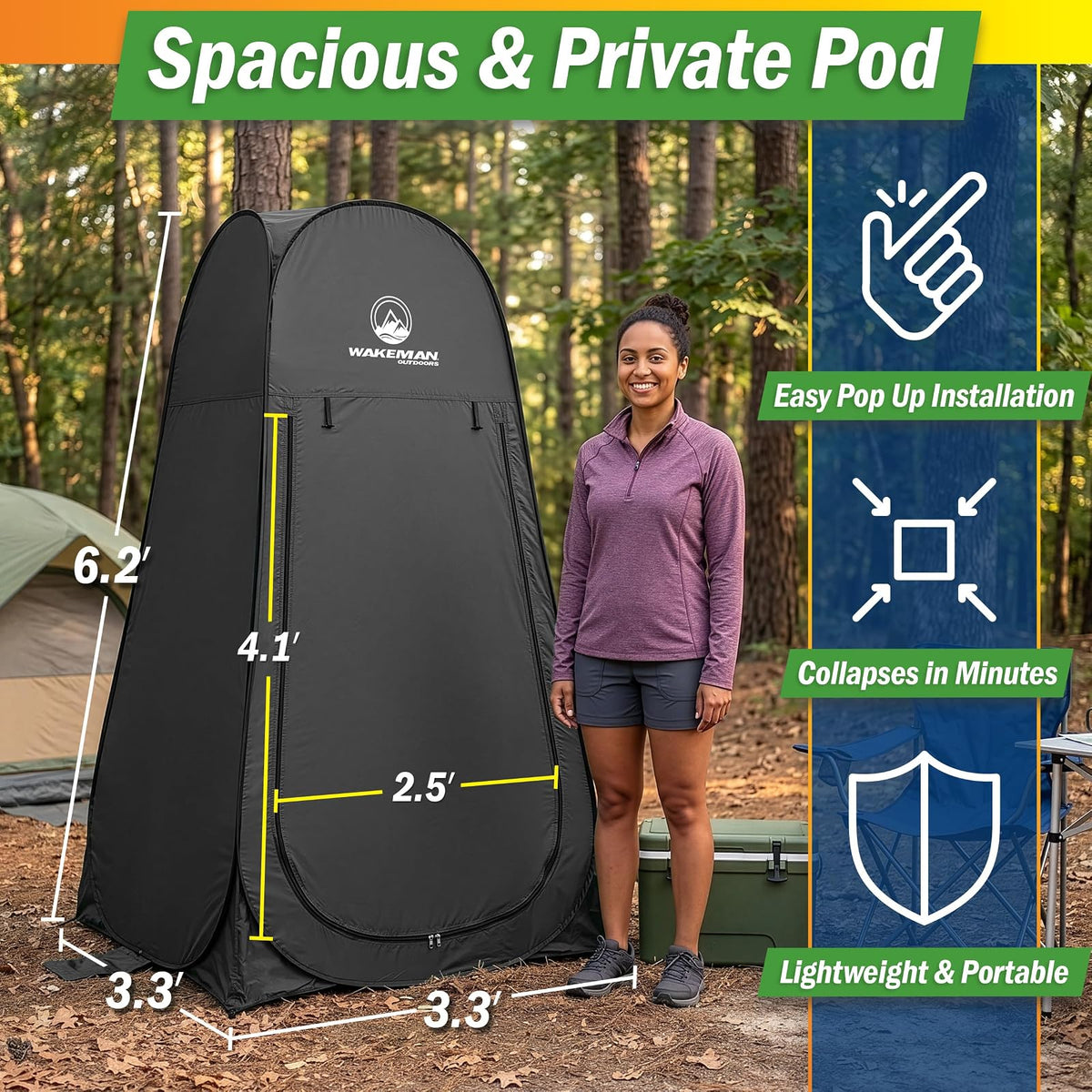 Wakeman Camping-Privacy-Shelters Wakeman Outdoor Tienda de campaña de privacidad desplegable portátil
