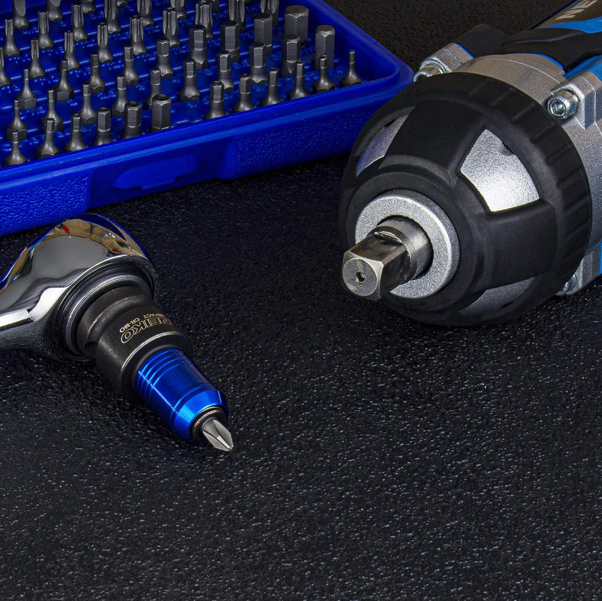 Neiko 30275A Adaptador de llave de impacto para llave de carraca, convertidor hembra de 1/2 pulgada a hexagonal de 1/4 pulgada, mandril de cambio rápido, acero CrMo