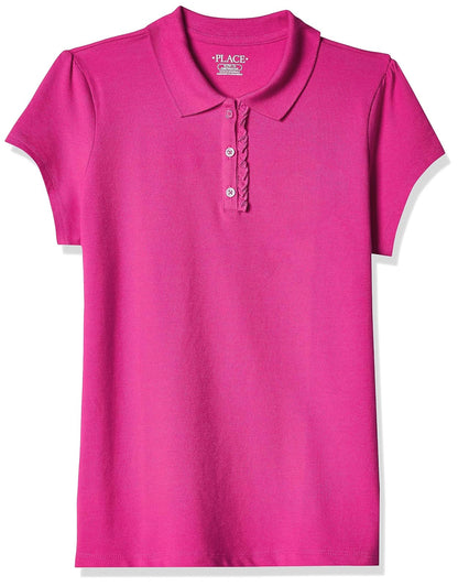The Children's Place Polo Piqué de Manga Corta con Volantes para Niña - estándar - G - Aurora rosa