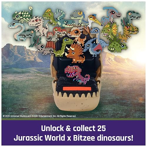 Bitzee, Juguete de Dinosaurio Interactivo de Jurassic World con 25 Dinosaurios, reacciona Cuando lo tocas, Las cápsulas se conectan e interactúan, Mascota Digital para niños a Partir de 5 años