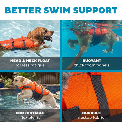 Chamarra salvavidas para perro, Outward Hound Granby Splash, Anaranjado, Large