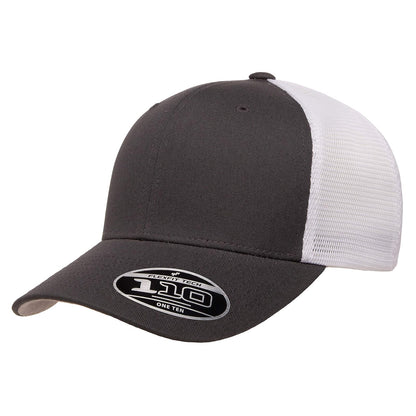 Flexfit Gorra de Malla 110 para Hombre - Talla Única - Carbón - Blanco