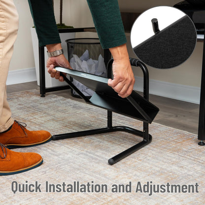Mind Reader Foot Rest, Under Desk at Work, Ergonomic, Height Adjustable, Office, Metal, 15" L x 14.25" W x 14.5" H, Black