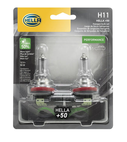 Hella H11LL Foco Halógeno de Larga Duración 12V 55W - Twin Blister - 50% - 55W