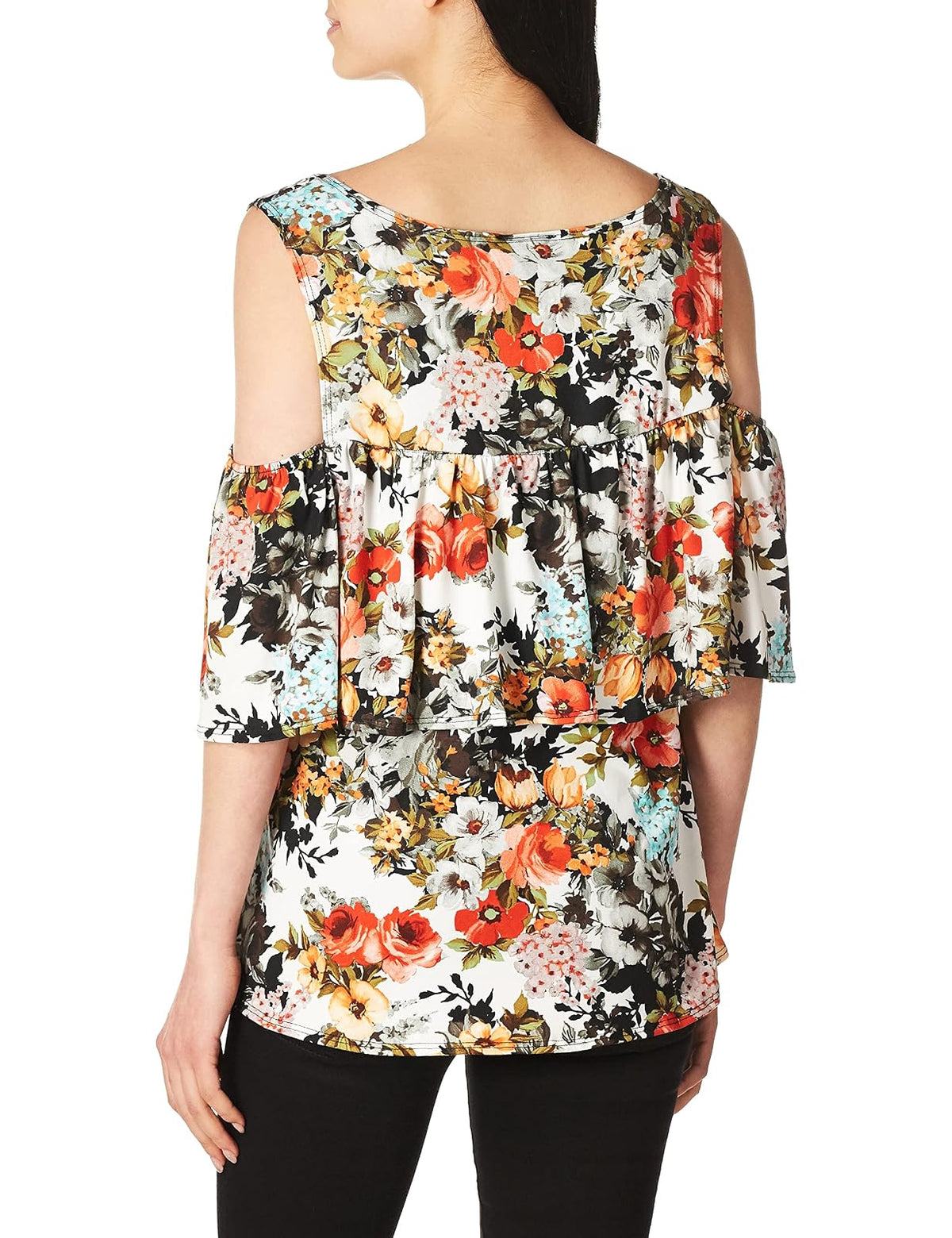 Star Vixen Off/Cold Shoulder Dramatic Ruffle Peasant Top Blusa Mujer