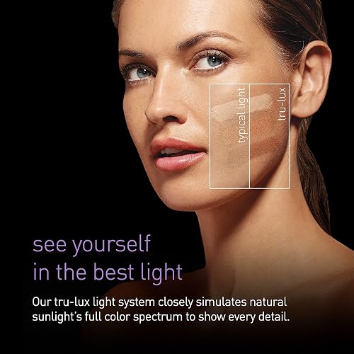 simplehuman - Espejo de maquillaje con sensor redondo de 8 pulgadas con control táctil, ajuste de luz doble, aumento 5x, recargable y sin cable, acero inoxidable dorado rosa