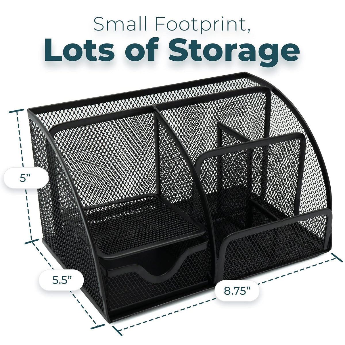greenco Malla Suministros de Oficina Organizador de computadora Caddy, 6 compartimentos, color negro