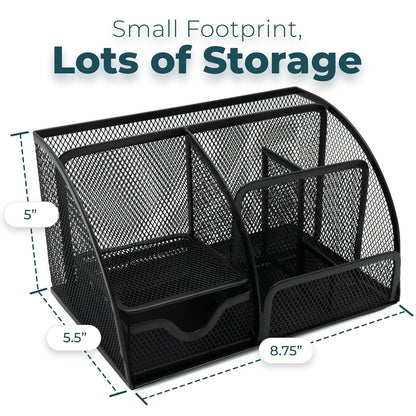 greenco Malla Suministros de Oficina Organizador de computadora Caddy, 6 compartimentos, color negro