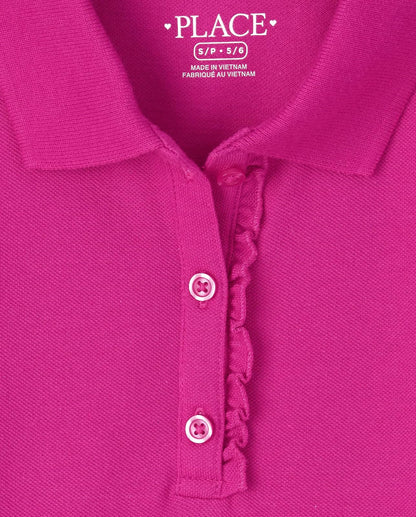 The Children's Place Vestido Polo de Manga Corta con Volantes Vestido Informal para Niñas