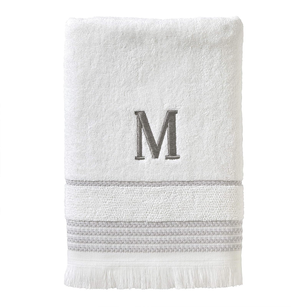 SKL Home - Toalla de baño Casual Monograma, M, 28 x 54, Color Blanco - Toalla de baño, M