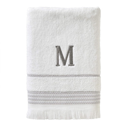 SKL Home - Toalla de baño Casual Monograma, M, 28 x 54, Color Blanco - Toalla de baño, M