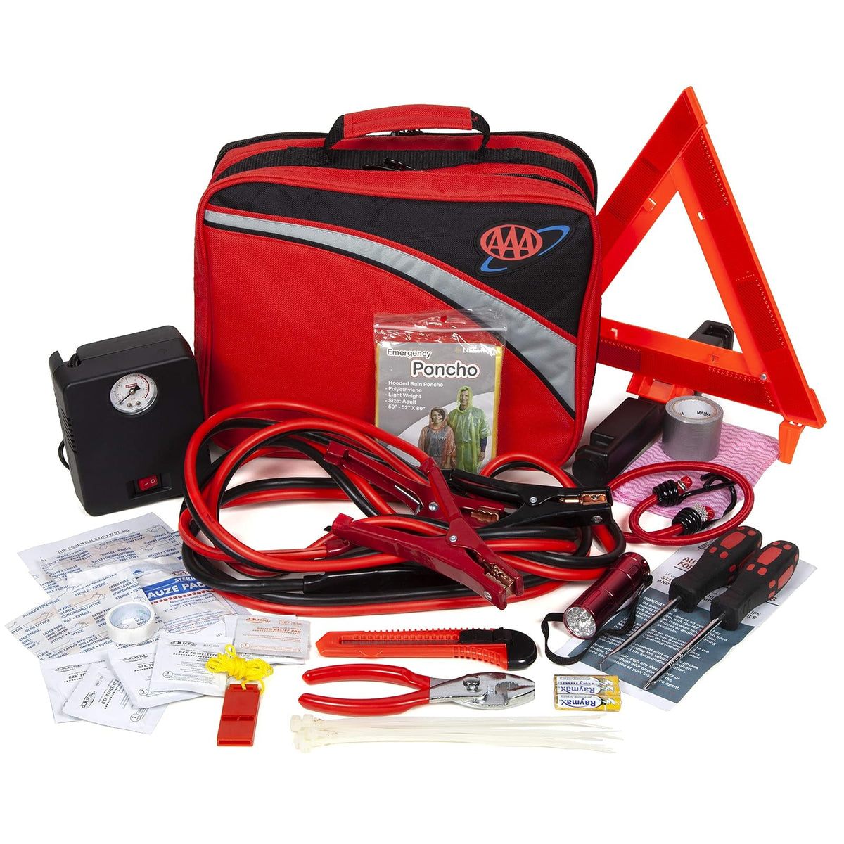 Lifeline 4388AAA AAA Excursion Road, 76-Piece Car Air Compressor, Jumper Cables, Flashlight and First Aid Kit