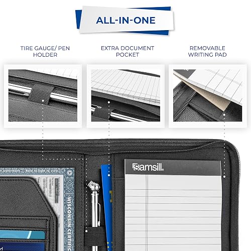 Samsill - Soporte para registro y seguro de automóvil, organizador de guantera Maunal del propietario, 7.25 x 10 pulgadas, soporte para documentos de automóvil, color negro