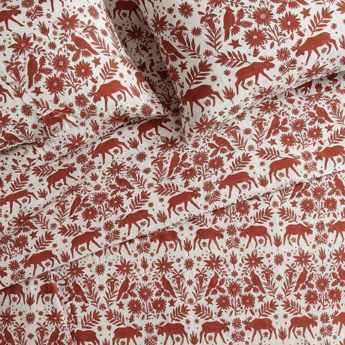 Eddie Bauer - Juego de sábanas de Franela de algodón, Cepillado para Mayor suavidad, decoración acogedora del hogar (Rojo Arcadia, tamaño Individual)