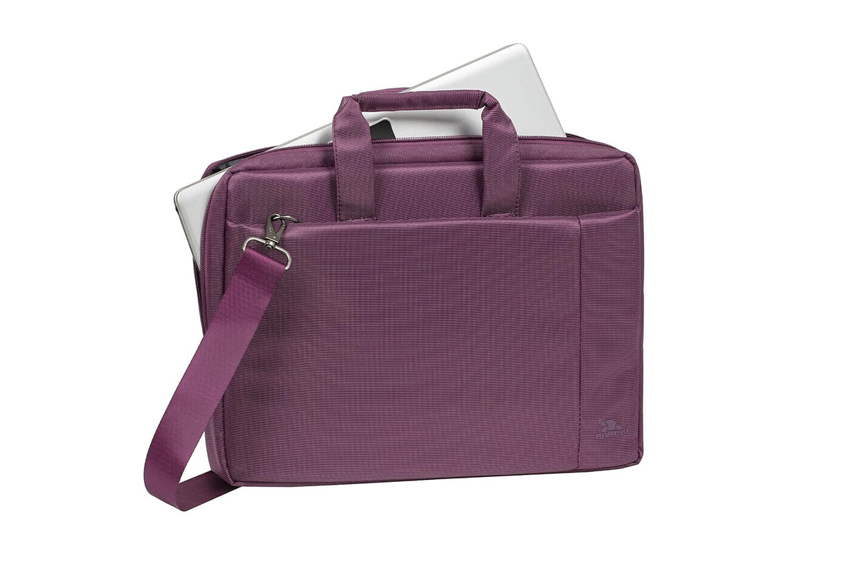 Rivacase 8231 Sofisticado Portafolio Slim Violeta para MacBook Pro Laptop 15.6" hecho de Tela Ultra-Resistente, espacio p/Tablet, Telefono y Documentos, Asas Acojinadas. De Alemania, Colección Central