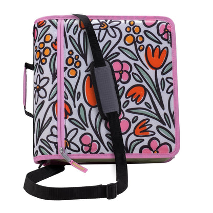 Case-it Mighty Carpeta Escolar 3 Pulgadas, 5 Materias, 600 Hojas - Flores divertidas F - 1 paquete