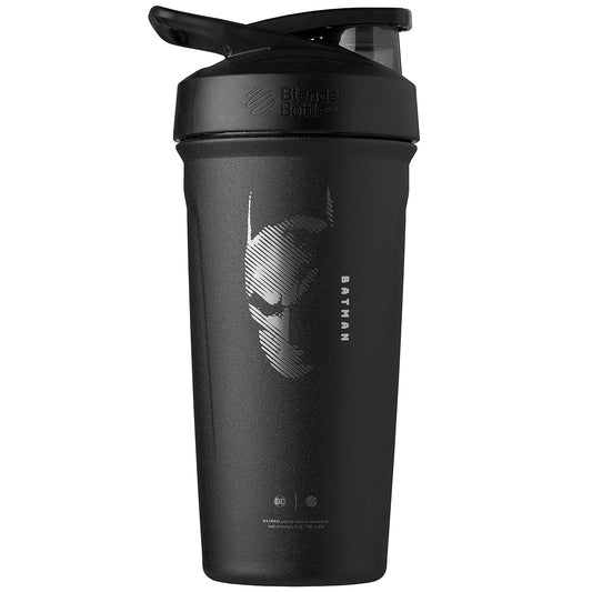 BlenderBottle Justice League Sport - Botella agitadora de acero inoxidable aislada con batidor de alambre, 24 onzas, Batman, batidos de proteínas e hidratación para atletas y entusiastas del fitness
