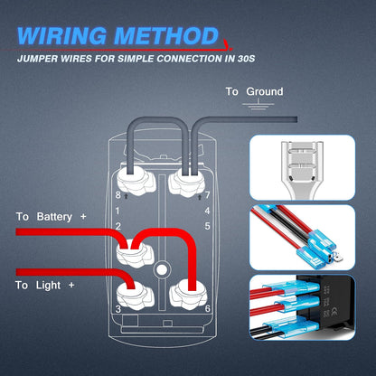 Mictuning Juego de interruptores basculantes con luces azules LED de encendido/apagado, 20 A 12 V (LS083501JL)