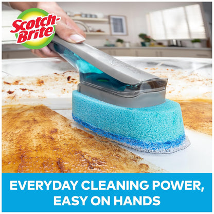 Scotch-Brite Kit avanzado de control de jabón antiarañazos, 1 varita de plato y 5 recambios de esponja, evita que el jabón se filtre, garantía sin fugas, lo mejor para ollas y sartenes antiadherentes,