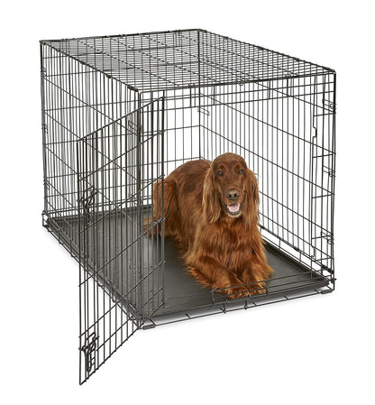 New World - Caja plegable de metal para perros, puerta individual y doble, Puerta única, Negro, 106 cm