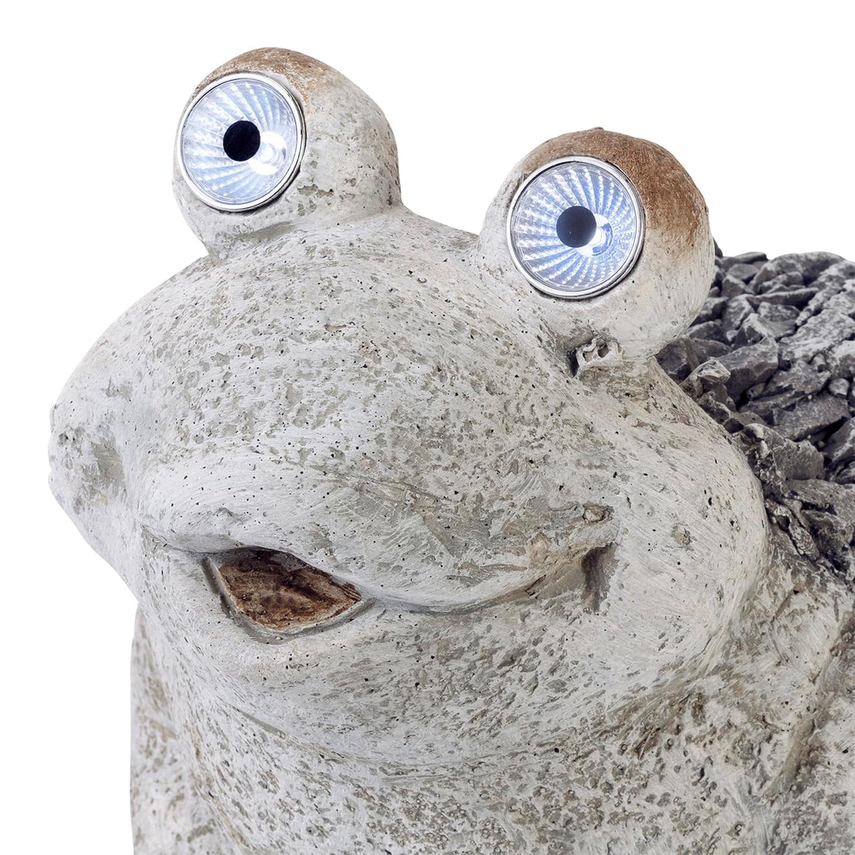 Alpine Corporation 12" Tall Outdoor Solar Powered Frog Yard Statue with LED Lights, Gray