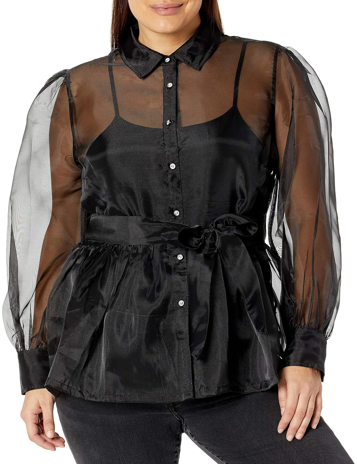 The Drop Camisa de Organza con Camisola Elástica para Mujer, por @shopdandy